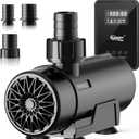 Hqygger 15W-100W Water Pump with Controller (Up to 3430GPH), Submersible/Inline Return Pump with Adjustable Mode/Flow, 2 Fountain Pump with 2 Inlet Cover and 3 Nozzles, for Fish Tank, Pond, Aquarium
