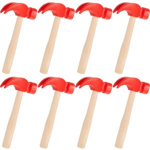 Lewtemi 8 Pcs Wooden Hammer Toys Simulation Hammers Small Toy Maintenance Tools Toys for Education Little Teenagers School Gift Birthday Party, Red, 6.5 Inches