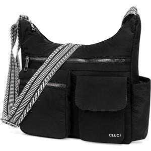 CLUCI Travel Purses for Women, Waterproof Nylon Crossbody Bags for Woman Trendy, Anti Theft Shoulder Handbags for Ladies (A2-black)