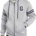 Men's Sports Jacket Thermal Fleece-Lined Midweight Casual Zip Up Hoodies (S-XXL) (Gray, XL)