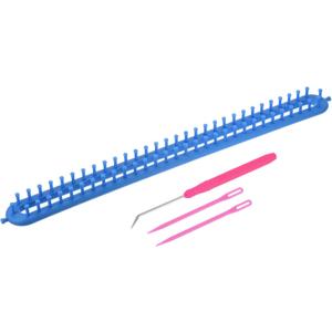 PATIKIL 62 Hooks 58cm Knitting Loom Machines Kit, Plastic Darning Weave Tool with Accessories for Scarf Sweater Shawl Blankets Mending Weaving Stitching, Blue