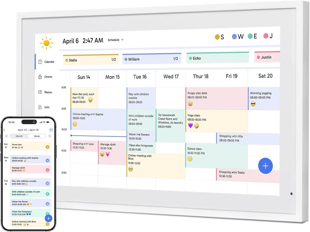 Dragon Touch 21.5" Digital Calendar Chore Chart  1080P Full HD Interactive Touchscreen, Smart Family Planner, Hearth Display Digital Calendar Wall & Desk Mountable for Seamless Scheduling