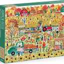 Galison Pumpkin Patch  1000 Piece Michael Storrings Jigsaw Puzzle Featuring Beautiful Artwork of A Pumpkin Patch During A Fall Day