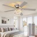 Fanbulous 56 Inch Crystal Chandelier Ceiling Fan with Remote,Brushed Nickel