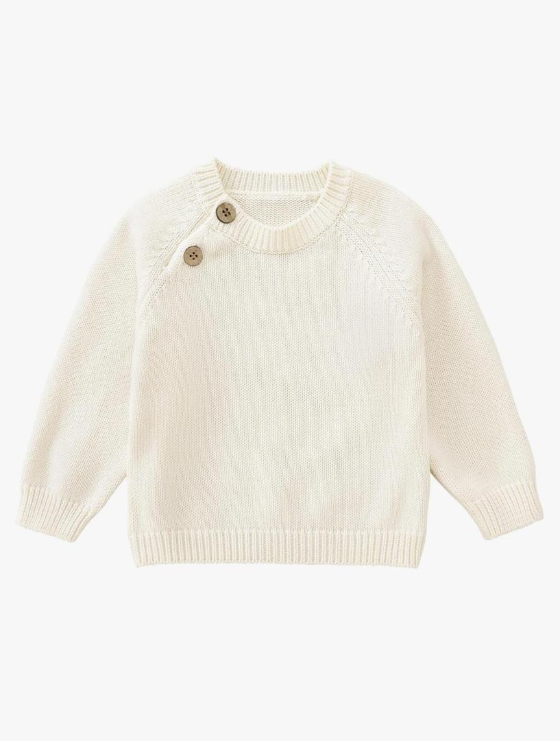 Pureborn Baby Toddler Boys Girls Pullover Sweater Cotton Knit Button Closure Sweaters, 12M