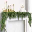 6 FT Christmas Norfolk Pine Garland Real Touch Artificial Faux Greenery Pine Christmas Garland Decorations for Home Mantle Table Stairs Door Fireplace Indoor Outdoor Xmas Holiday Decor
