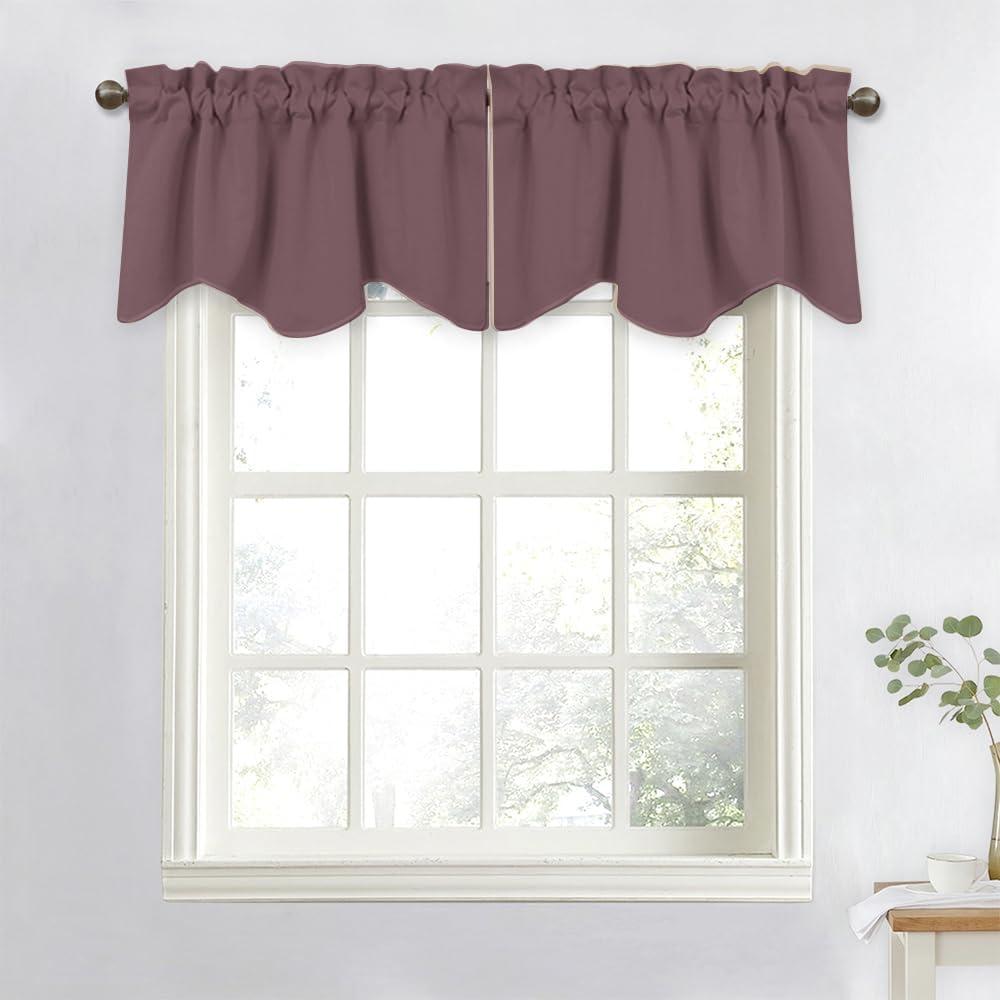 NICETOWN Girls Bedroom Curtain Valances Small Window Topper for Kitchen Bathroom Living Room Nursery Office Blackout Window Shade for Camper RV, 52" W x 18" L, 1 Piecce, Dry Rose