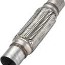 Autarboor Exhaust Flex Pipe, 2''x 8''Stainless Steel Heavy Duty Exhaust Flex Pipe, Double Braid Exhaust Flex Tube, Overall Length 12''