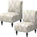 FUANGUI Armless Accent Chair Cover Slipcover, Stretch Spandex Chair Covers for Living Room Removable Washable for Armless Chair Furniture Protector