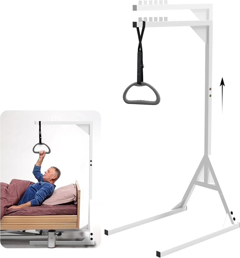 Bed Trapeze, Trapeze Bar For Bed Mobility Patient Aid Hospital Bed Triangle Pull Up Floor Stand Bar Heavy Duty Bed Trapeze For Elderly Assist Aid Quality Materials, Easy To Assemble 