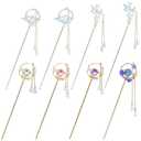 inSowni 8 Pieces Retro Asian Chinese Traditional Hanfu Butterfly Flower Metal Hair Sticks with Pearl Pendants Long Hair Pins Forks Chopsticks Bun Updo Holders for Women Girls