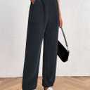 PRETTYGARDEN Women's Pants Dressy Casual 2025 Fall Elastic High Waisted Work Office Corduroy Trouser Slacks with Pockets (Black, L)