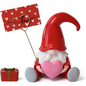 Smile Resin Figurines Set of 4 - Sweet Valentine's Day Gifts for Him Her, Gnome Heart, Customizable Love Card, Indoor Mantle Centerpieces Romantic Gift for Anniversary/Wedding