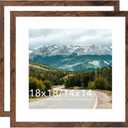 Wood 18x18 Picture Frame with 14x14 Mat Deep Brown, Display 14x14 with Mat or 18x18 without Mat, Wood 18 by 18 Photo Frame, 18 x 18 Frame for Wall Hanging Display, Deep Brown, 2 Pack