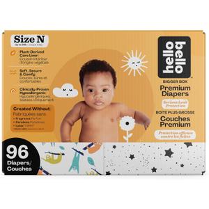 Hello Bello Diapers, Size Newborn (NB, Up to 10 lbs), 96 Count of Premium Disposable Baby Diapers in Woodland Animals and Koala Kids Designs, Hypoallergenic with Soft, Cloth-Like Feel