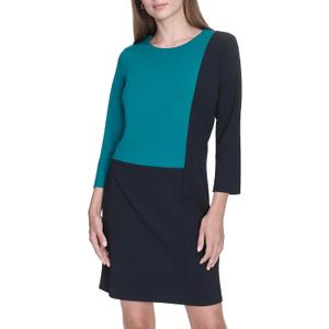 Halston Women's 3/4 Sleeve Round Neck Knee Length Dress (Green), Size 6