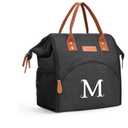 Personalized Lunch Box for Women, Initial Reusable Insulated Lunch Bag, Wide-Open Adult Lunchbox Cooler Lunchbag, Leakproof Lunch Tote for Picnic Work Outdoors, Christmas Gift for Women, Black - M