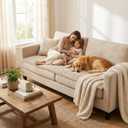 Smiry Couch Cover for Dogs Washable, Non Slip Fuzzy Pet Couch Covers for 3 Cushion Sofa Pet Friendly, Thick Soft Sofa Slipcovers Cushion Protector (Apricot, 27.6" x 82.7")