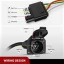 Nilight 4 Way Flat to 7 Way Round Blade Trailer Adapter Wiring Harness 4 Pin to 7 Pin Electrical Connect Wiring Plug Connector with Mounting Bracket for RV Truck Factory Tow Package