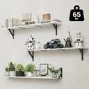 WOPITUES Floating Shelves for Wall 48W x 8D, Long Wall Mounted Shelves Set of 3, Wood Book Shelves Decor, Farmhouse Display Shelf for Bedroom, Living Room, Laundry Room, Kitchen, Bathroom, White