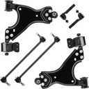 Front Lower Control Arms w/Ball Joints Sway Bars Outer Tie Rods Replacement Suspension Kit for 2008-2017 Buick Enclave, Chevrolet Traverse, 2007-2016 GMC Acadia, Saturn Outlook (6pc)