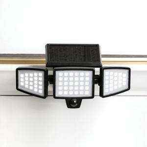 Insert Solar Lights AMS1971 1,000 Lumens Motion-Activated Triple-Head Solar-Powered Security Light with Tool-Free Gutter Mount Bracket (Black)