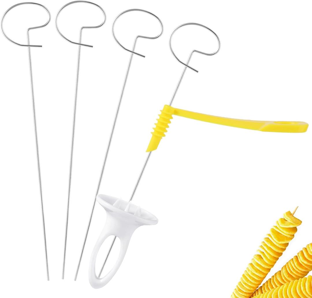 Manual Tornado Potato Spiral Cutter, Vegetable Spiralizer Crinkle Slicer Twisted Knife Kitchen Tool Perfect for Cucumbers Radishes and Spiral Vegetables