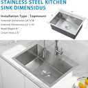 HOTIS 24 x 18 Inch Drop In Kitchen Sink, Overmount 304 Stainless Steel RV Laundry Utility Sink, Topmount Extra-thick 16 Gauge Brushed Nickel Single Bowl Sink with Dish Grid & Drain