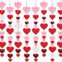 Auihiay 88Pcs Hearts Felt Garland Party Decoration Kit - NO DIY Romantic Decoration Kit, 4 Pack Heart Garland for Hanging Party Room Decorations, Heart Garlands Banner for Wedding, Mother's Day Decor