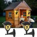 Solar Wall Lantern Outdoor Playhouse Light, Waterproof Decorative Solar Powered for Storage Shed, Playground, Dog House, Garden Wall, Fence, Patio, Backyard (2 Pack) (Warm White)