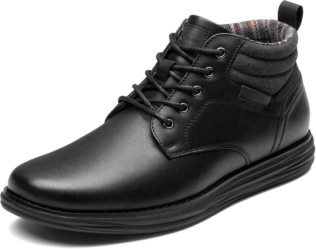 Bruno Marc Men's Mid Top Chukka Sneaker Lace Up Dress Boot (9.5, Black Monochrome)