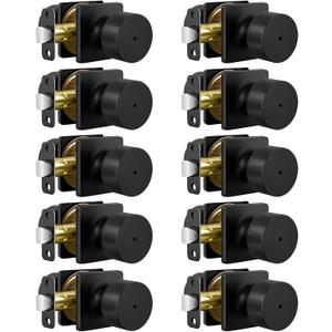 Goldenwarm Matte Black Door Knobs Interior, Privacy Bedroom Door Knob with Lock, Keyless Heavy Duty Stainless Steel Bathroom Door Handles, Interior Locking Door Knobs 10 Pack for Home Office