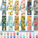 Kosiz 12 Pcs Butterfly Flowers Theme Paint by Numbers Kit for Adults Floral Wood Bookmark Painting Decor Mini Paint by Numbers Kit Tassels Blank Bookmarks Craft for Small DIY Book Lovers Gift 7x2 ''