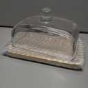 butter dish with lid, glass airtight lid keeps butter soft, for countertop and refrigerator. Widened design to fit all butters. Covered butter dishes with, Made of glass and bamboo.