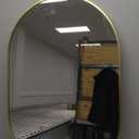 Oval Bathroom Mirror Capsule Wall Vanity Mirror, 24"x36" Pill Mirrors Wall Mounted Mirror, Large Modern Mirror with Gold Metal Frame, Decor for Entryway, Bedroom