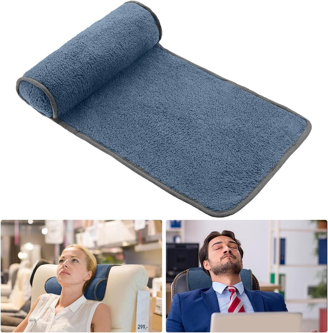 Weysat Neck Head Pillow for Recliner Chair Non Slip Fleece Adjustable Neck Roll Support Headrest Pillow for Travel Home Office Recliner Couch Sofa Armchair(Haze Blue)