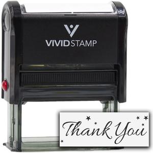 Thank You w/Stars Self Inking Rubber Stamp (Black Ink) - Large (Large (1 Pack))