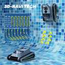 Crab Robotic Pool Vacuum, Wall-Climbing Robot, Automatic Pool Cleaner, Suitable for Walls and Floors of 1614 Square Feet Pool , Black/Grey