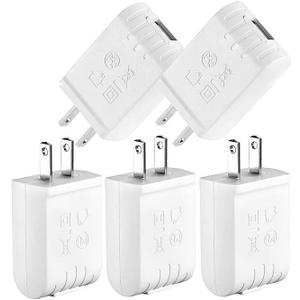 UL Certified Power Adapter 5V 1A USB Wall Charger 1000mA DC Power Supply Compatible with All USB Plug 5V-1A Type A,5Pcs