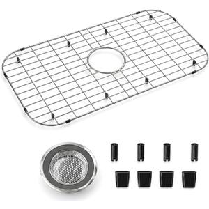 ARCCI Sink Bottom Grid 28"x 15", Stainless Steel Sink Protector with Centered Drain & Round Corner Radius, One-Piece Sink Grate with Hole Cover for Kitchen Single Sink Bowl