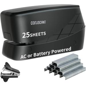 Coruscant Electric Stapler, Heavy Duty Desktop Stapler, Includes 2000 Staples and 1 Staple Remover, No-Jam Automatic AC or Battery Powered, 25 Sheet, Professional for Office Home School Use