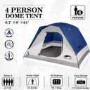 Happy Travel Camping Tent, 4 Person Dome Tents for Camping with Rainfly, Waterproof Clip Easy Setup Portable Family Tent with Mesh Windows, 20% More Headroom Backpacking Tents for Camping & Hiking