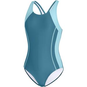 beautyin Girls Swimsuit One Piece Swimwear Athletic Competition Bathing Suit Small, Haze Blue/Aqua Blue
