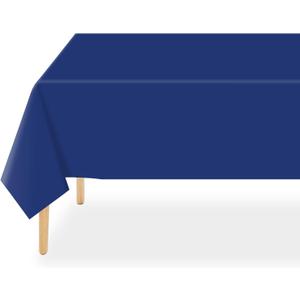 QIKSION Navy Blue Plastic Table Cloth Disposable 2 Pack, 54 x 108 Inch Tablecloths for Party, Graduation, Patriotic, Veterans Day Decorations, Dark Blue Rectangle Table Cover