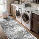 2x8 Washable Hallway Runner Rug: Abstract Stain Resistant Kitchen Rugs Farmhouse Ultra Soft Bathroom Bedroom Entryway Print Floor Mat Thin Non-Slip Indoor Carpet for Living Room Laudry(2x8,Black/Grey)