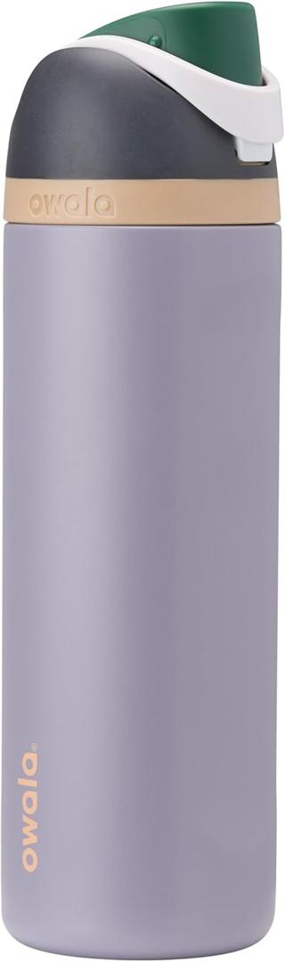 Owala FreeSip Insulated Stainless Steel Water Bottle with Straw for Sports and Travel, BPA-Free Sports Water Bottle, 24 oz, Grey/Grey, Due North