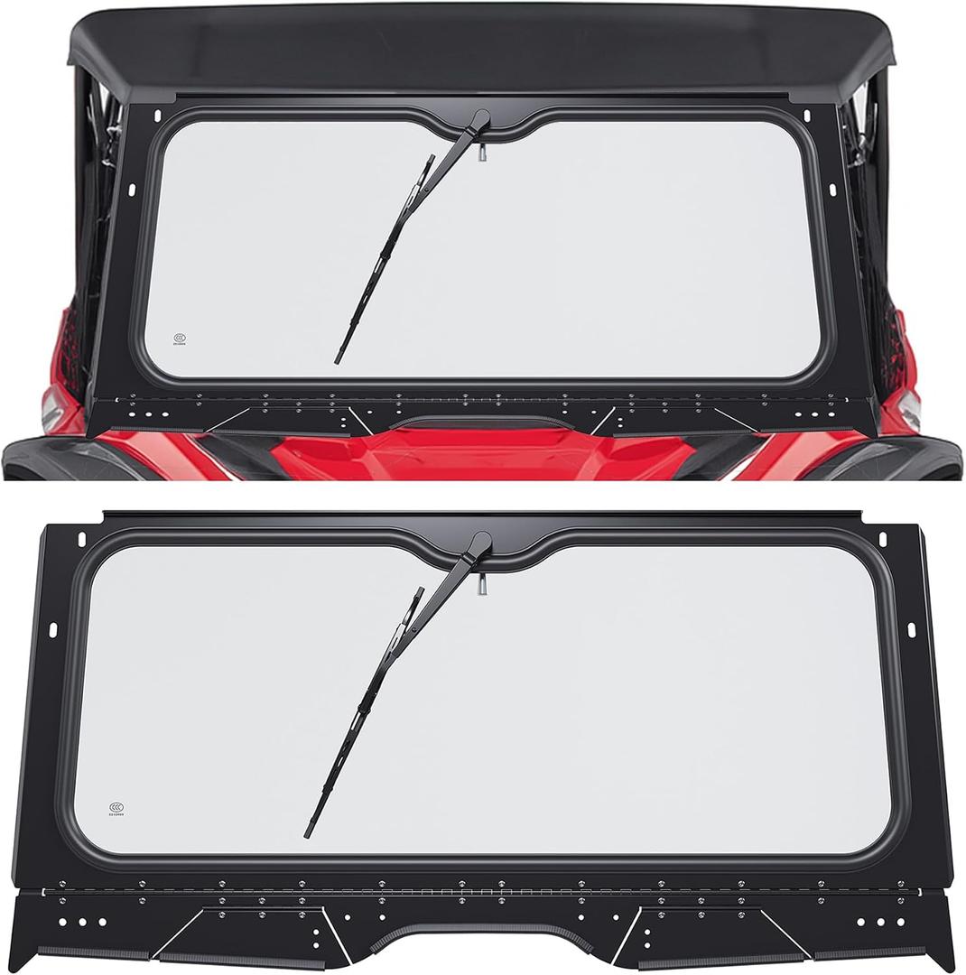 KUAFU Front Glass Windshield Compatible with 2019+ Honda Talon 1000R 1000X 1000X-4 Full Windscreen W/Wiper Aluminum Frame