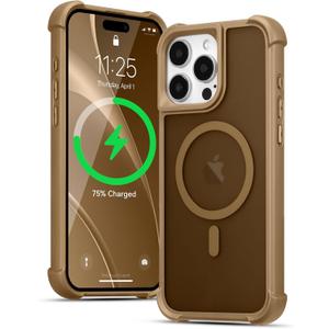 EYZUTAK Magnetic for iPhone 13 Pro Max Case, Compatible with MagSafe, Military Grade Drop Protection Translucent Matte Phone Case Slim Anti-Fingerprint Shockproof Protective Cover for Women Men-Gold