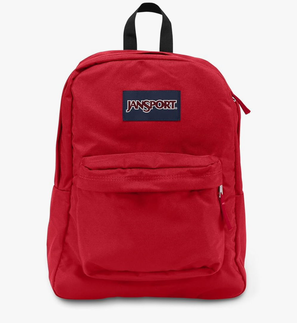 JanSport SuperBreak One Backpacks - Durable, Lightweight Bookbag with 1 Main Compartment, Front Utility Pocket with Built-in Organizer - Premium Backpack, Red Tape