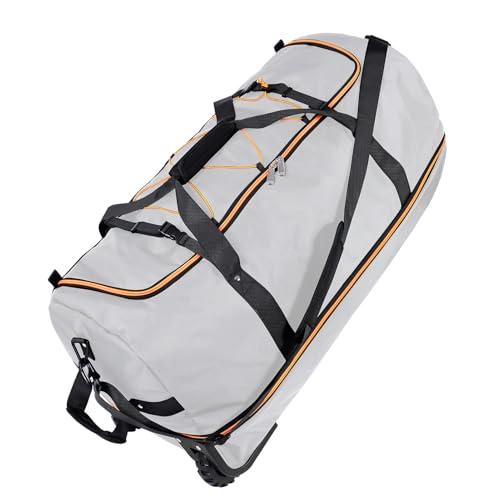Vrtisa 110L Expandable to 140L 32” Foldable Oxford Soft-Sided Rolling Duffle Bag with 2 Heavy-Duty Wheels,3 Large Compartments,Adjustable Shoulder Strap and Attached Organizer Pouch,Grey